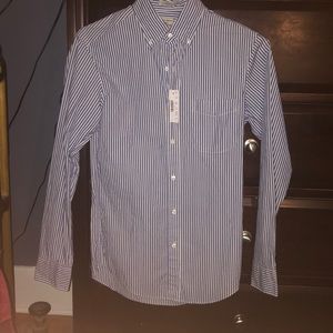 j crew button downed, blue striped shirt